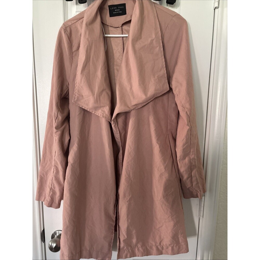 Love Tree long women’s jacket. Suede feel. Blush color size Medium No Belt